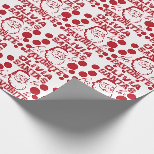 Individuelle Name Olivia Niedlich Funny Santa Clau Geschenkpapier (Ecke)