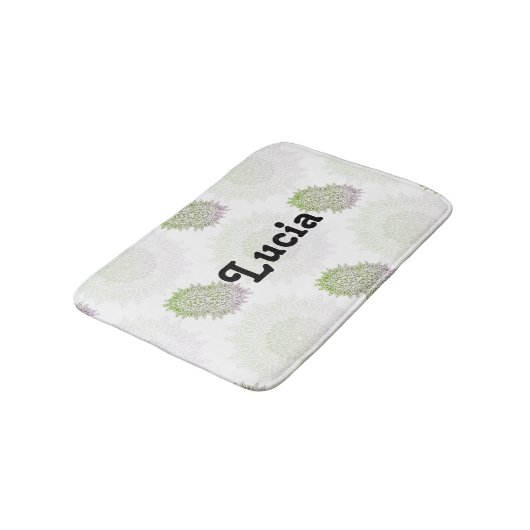 Individuelle Name ombre mandala, weiß Badematte (Schrägansicht)