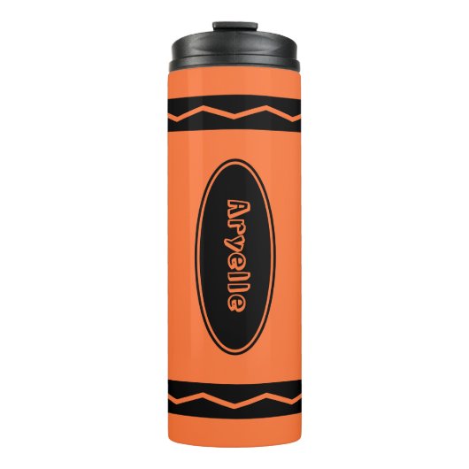 Individuelle Name Orange Crayon Travel Mug Drink T Thermosbecher (Vorderseite)