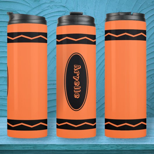 Individuelle Name Orange Crayon Travel Mug Drink T Thermosbecher