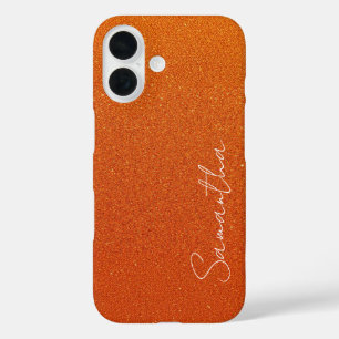 Individuelle Name Orange Glitzer iPhone 16 Hülle