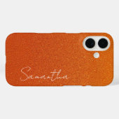 Individuelle Name Orange Glitzer Case-Mate iPhone Hülle (Rückseite (Horizontal))