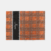 Individuelle Name Orange Glitzer kariert Fleecedecke (Vorderseite (Horizontal))