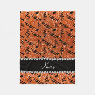 Individuelle Name Orange Glitzer Trompeten Musikno Fleecedecke