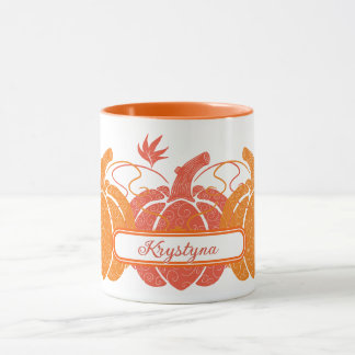 Individuelle Name Orange Pumpkins fallen Geschenk Tasse
