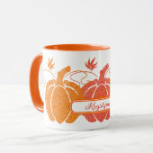 Individuelle Name Orange Pumpkins fallen Geschenk Tasse (Vorderseite Links)