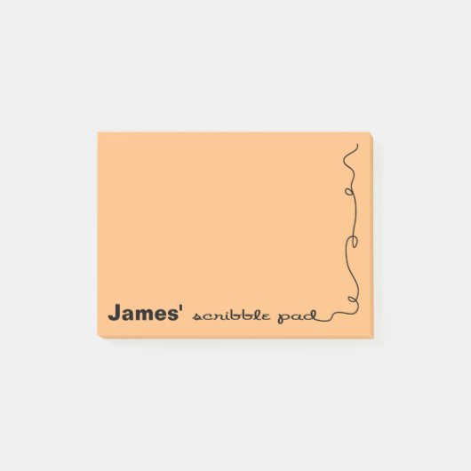 Individuelle Name Orange Scribble Pad Post-it Klebezettel (Vorderseite)