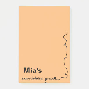 Individuelle Name Orange Scribble Pad Post-it Klebezettel