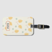 Individuelle Name Orange tropische Blätter Creme Gepäckanhänger (Vorderseite (Horizontal))