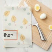 Individuelle Name Orange tropische Blätter Creme Geschirrtuch (Viertel Falte)