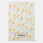 Individuelle Name Orange tropische Blätter Creme Geschirrtuch (Vertikal)