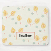 Individuelle Name Orange tropische Blätter Creme Mousepad (Vorne)