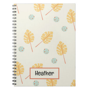 Individuelle Name Orange tropische Blätter Creme Notizblock