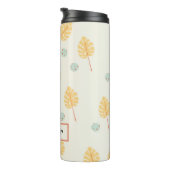 Individuelle Name Orange tropische Blätter Creme Thermosbecher (Nach rechts gedreht)