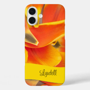 Individuelle Name Orange Tulip Blume Petals Foto iPhone 16 Plus Hülle