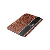 Individuelle Name Orangen-Glitzer-Leopard Badematte (Schrägansicht)