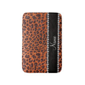 Individuelle Name Orangen-Glitzer-Leopard Badematte (Vorderseite Vertikal)