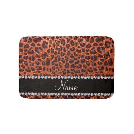 Individuelle Name Orangen-Glitzer-Leopard Badematte (Vorderseite)
