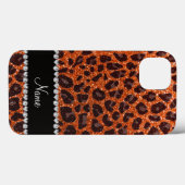 Individuelle Name Orangen-Glitzer-Leopard Case-Mate iPhone Hülle (Rückseite (Horizontal))