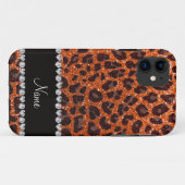 Individuelle Name Orangen-Glitzer-Leopard Case-Mate iPhone Hülle (Rückseite (Horizontal))