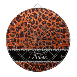 Individuelle Name Orangen-Glitzer-Leopard Dartscheibe