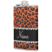 Individuelle Name Orangen-Glitzer-Leopard Flachmann (Links)
