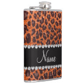 Individuelle Name Orangen-Glitzer-Leopard Flachmann (Rechts)