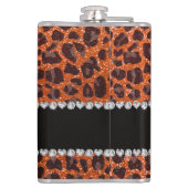 Individuelle Name Orangen-Glitzer-Leopard Flachmann (Rückseite)