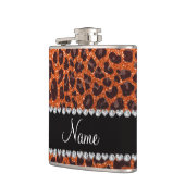 Individuelle Name Orangen-Glitzer-Leopard Flachmann (Links)