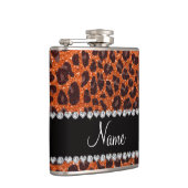 Individuelle Name Orangen-Glitzer-Leopard Flachmann (Rechts)