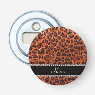 Individuelle Name Orangen-Glitzer-Leopard Flaschenöffner