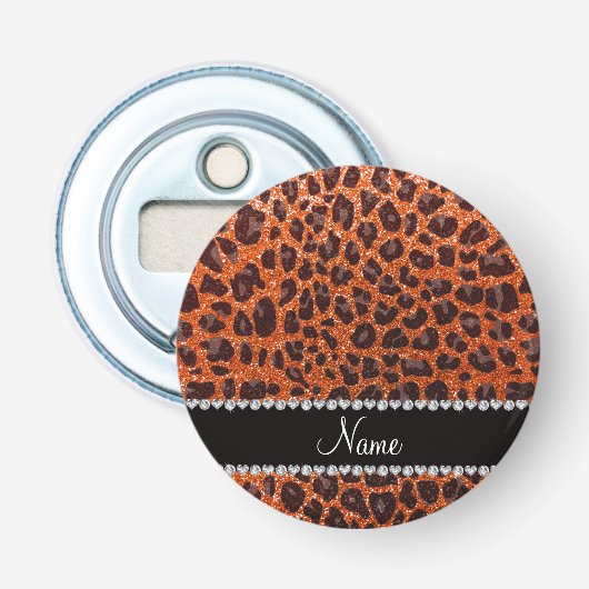 Individuelle Name Orangen-Glitzer-Leopard Flaschenöffner (Vorderseite)