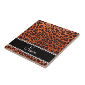 Individuelle Name Orangen-Glitzer-Leopard Fliese (Seite)