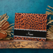 Individuelle Name Orangen-Glitzer-Leopard Fotoplatte (Seite)