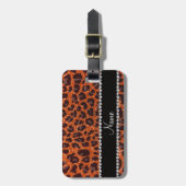 Individuelle Name Orangen-Glitzer-Leopard Gepäckanhänger (Vorderseite vertikal)