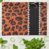 Individuelle Name Orangen-Glitzer-Leopard Handtuch (Gefaltet)