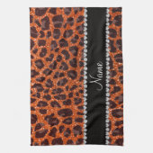 Individuelle Name Orangen-Glitzer-Leopard Handtuch (Vertikal)