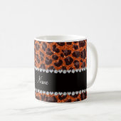 Individuelle Name Orangen-Glitzer-Leopard Kaffeetasse (VorderseiteRechts)