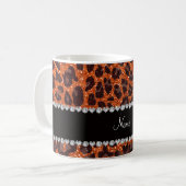 Individuelle Name Orangen-Glitzer-Leopard Kaffeetasse (Vorderseite Links)