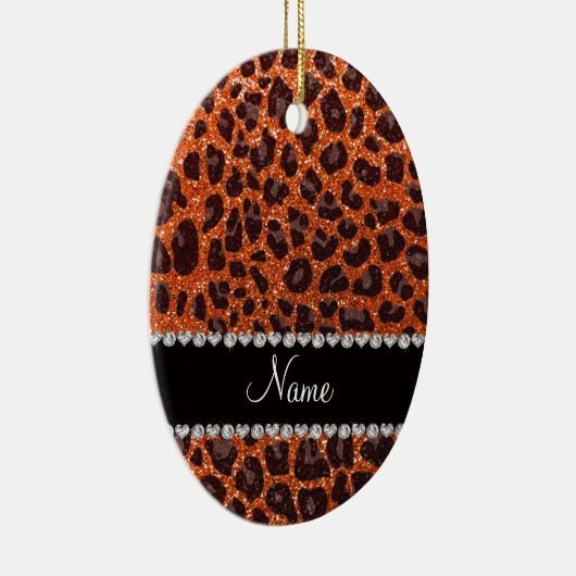 Individuelle Name Orangen-Glitzer-Leopard Keramikornament (Rechts)
