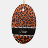 Individuelle Name Orangen-Glitzer-Leopard Keramikornament (Links)