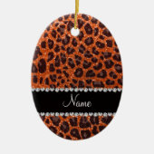 Individuelle Name Orangen-Glitzer-Leopard Keramikornament (Vorne)
