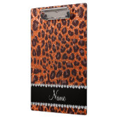 Individuelle Name Orangen-Glitzer-Leopard Klemmbrett (Links)