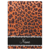 Individuelle Name Orangen-Glitzer-Leopard Klemmbrett (Rückseite)