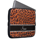 Individuelle Name Orangen-Glitzer-Leopard Laptopschutzhülle (Vorne Rechts)