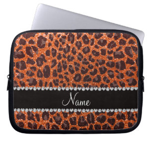 Individuelle Name Orangen-Glitzer-Leopard Laptopschutzhülle