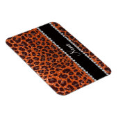 Individuelle Name Orangen-Glitzer-Leopard Magnet (Rechte Seite)