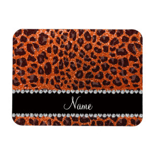 Individuelle Name Orangen-Glitzer-Leopard Magnet