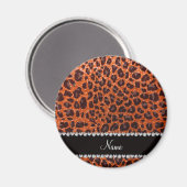 Individuelle Name Orangen-Glitzer-Leopard Magnet (Vorderseite/Rückseite)