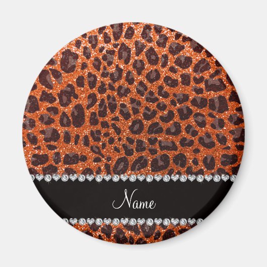 Individuelle Name Orangen-Glitzer-Leopard Magnet (Vorne)